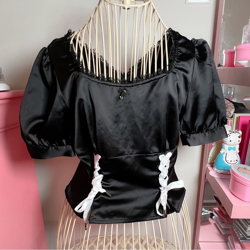 Eatme lace up silk top